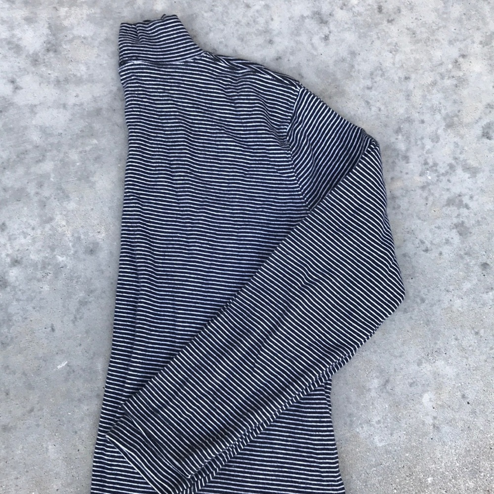 Black and white striped long sleeve turtle neck